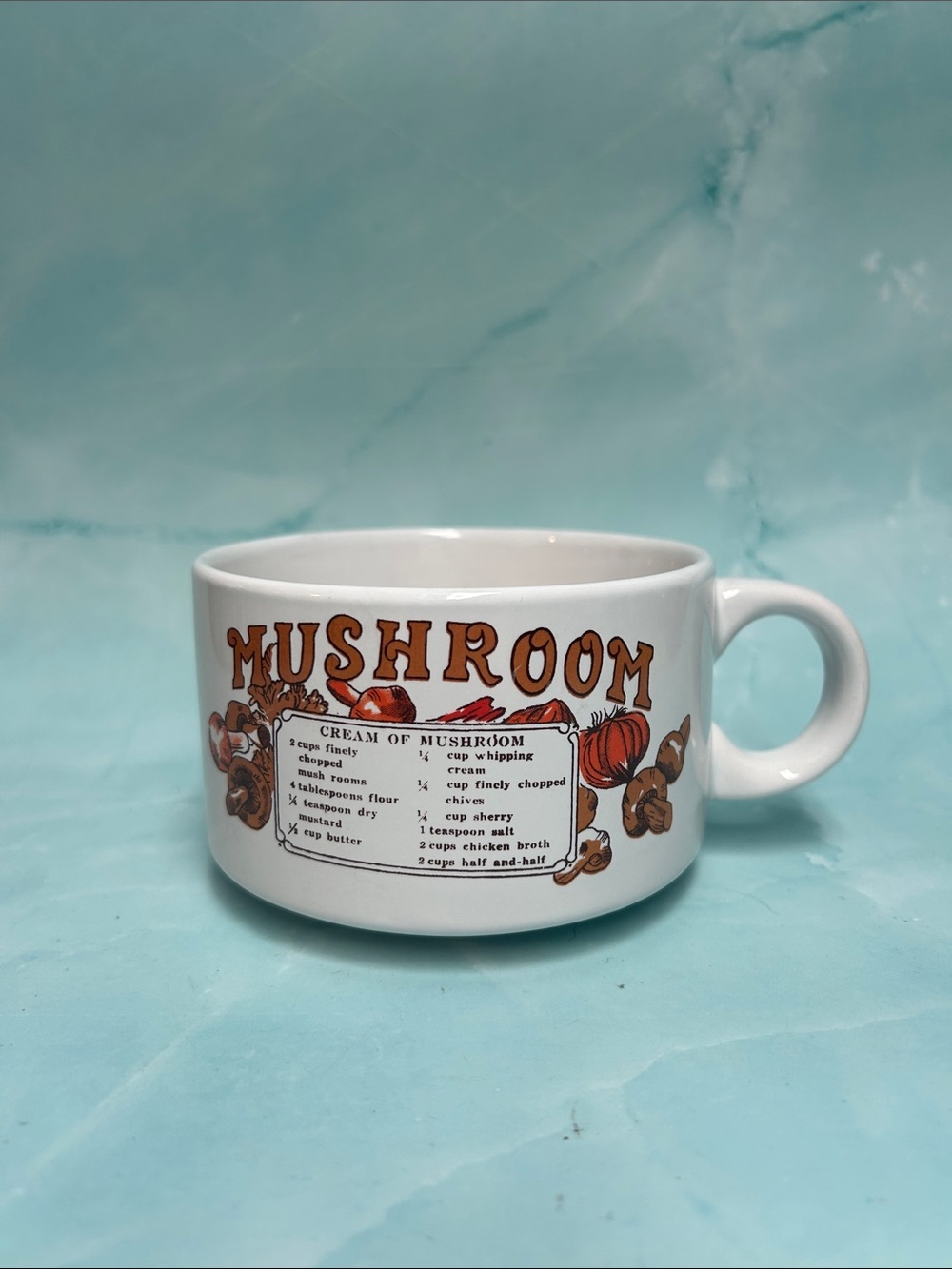 Vintage Recipe Soup Mug Cup Mushroom
Retro 70 / 80s